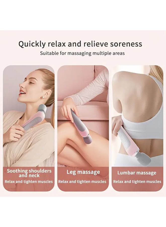 Pink Portable Handheld Massager USB Rechargeable for Neck Back Legs Waist and Foot Relaxation - Image 3